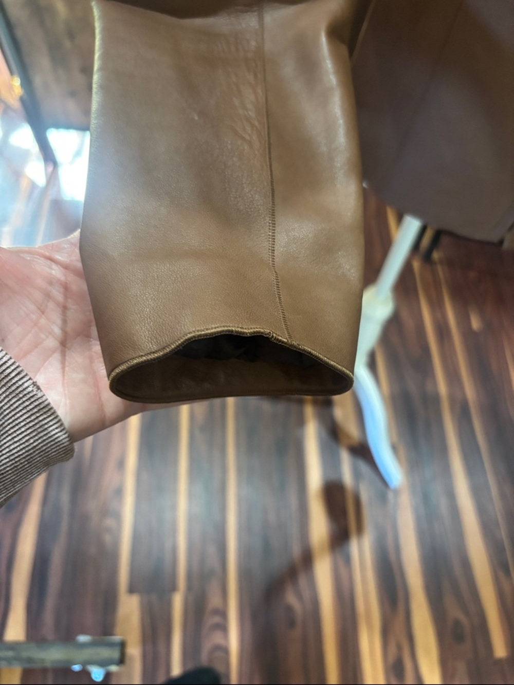 Cole Haan Women's Brown Zip-Front Leather Jacket - Picture 4 of 8